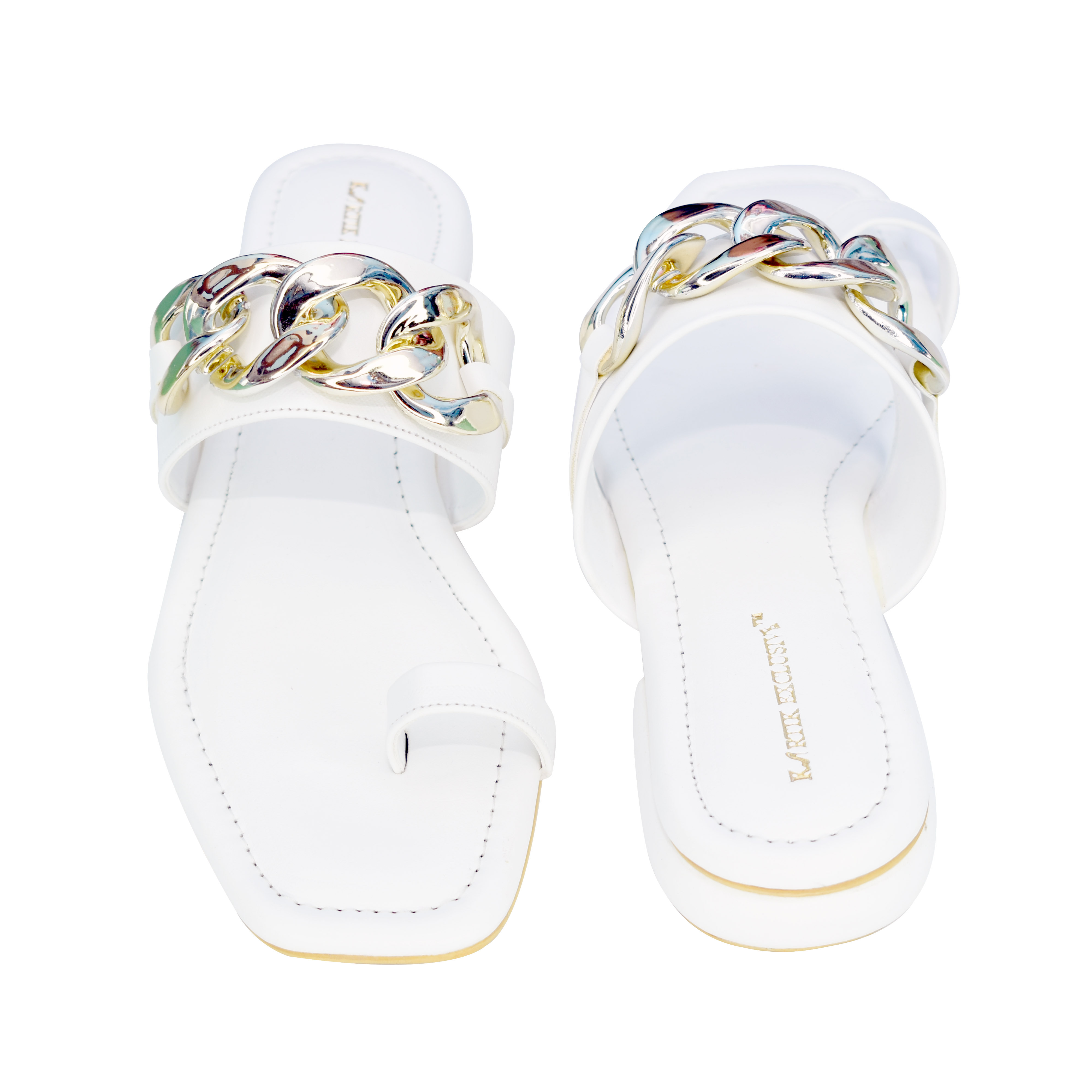 White Color Thumb Flat Sandal - Leather Material, Various Sizes , Pu Upper, Designed For Women With Flat Heel For Elegant Comfort