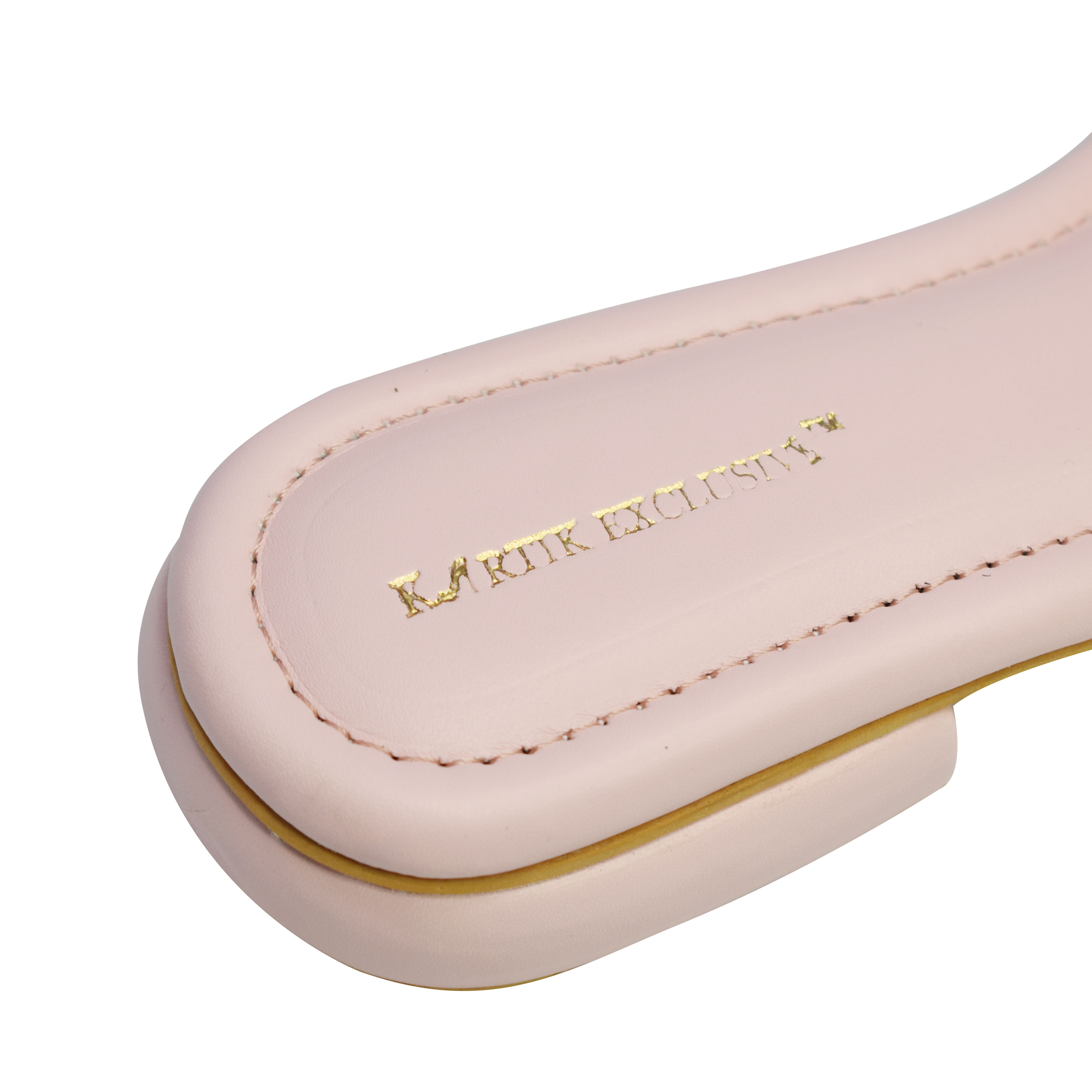 Pink Color Golden Chain Flats Sandal - Pu Upper Material, Available In Different Sizes | Flat Heel, Stylish Design For Women, Leather Material