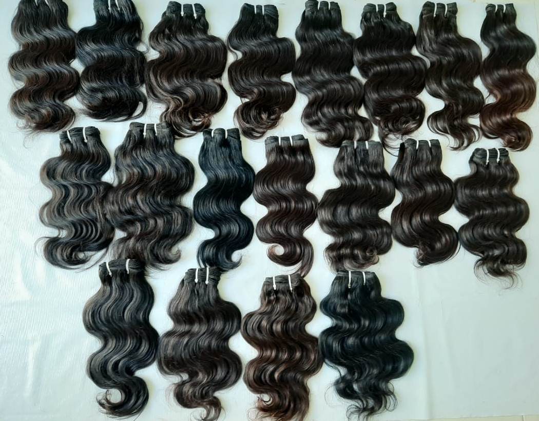 Natural Color Processed Body Wave Hair, Double Machine Weft