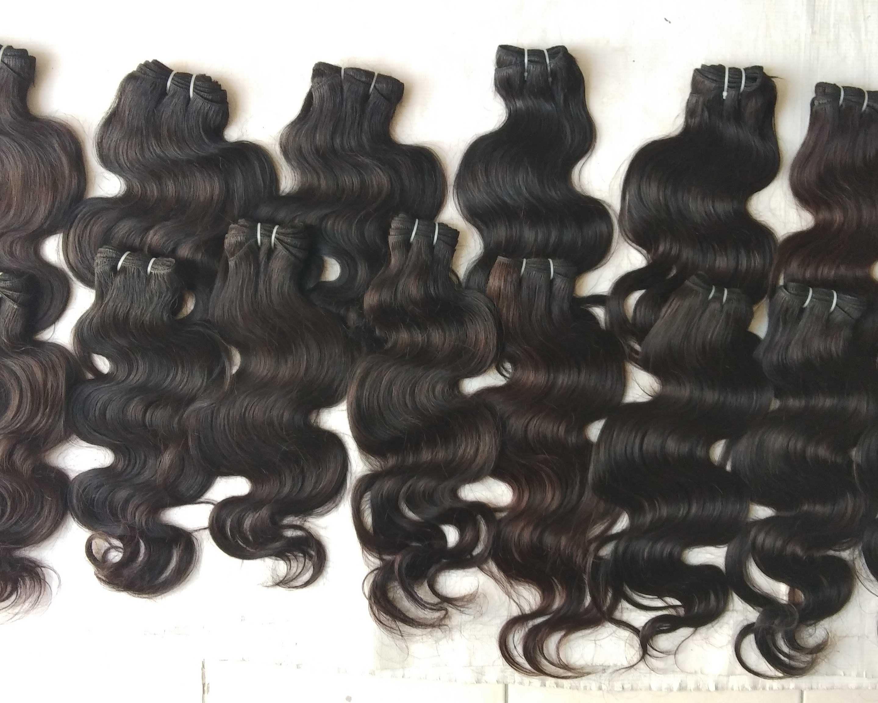 Natural Color Processed Body Wave Hair, Double Machine Weft