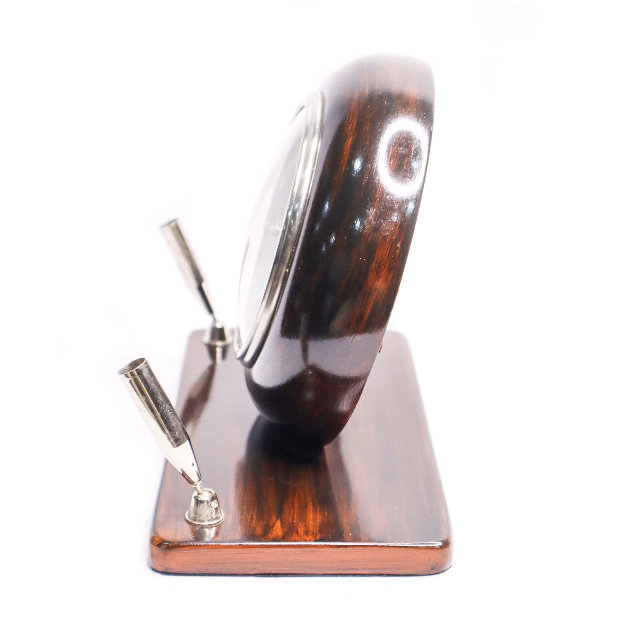 Brown Pen Holder Wooden Desktop Clock