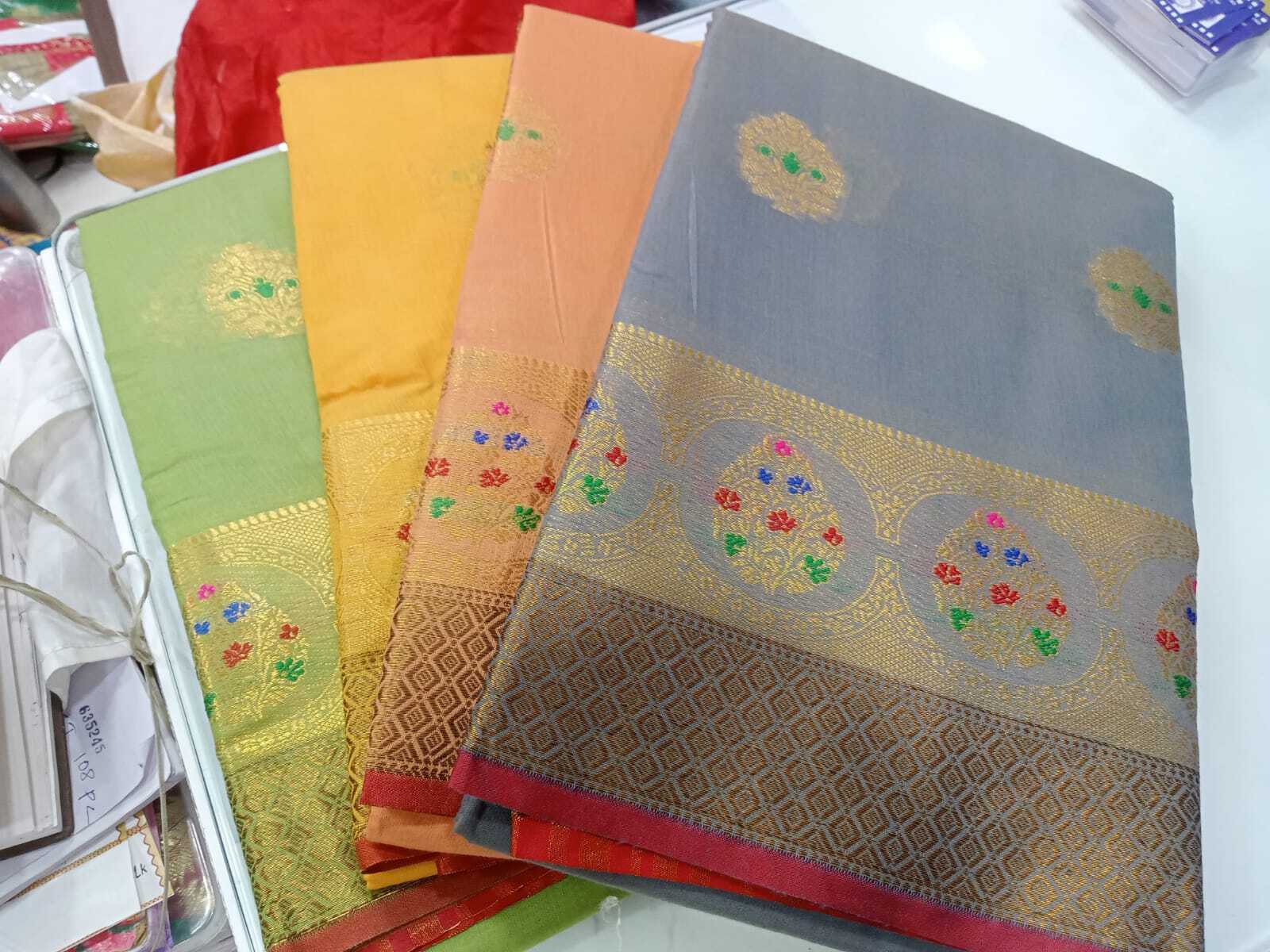 Blue Berry Cotton Saree - Color: 8 Color