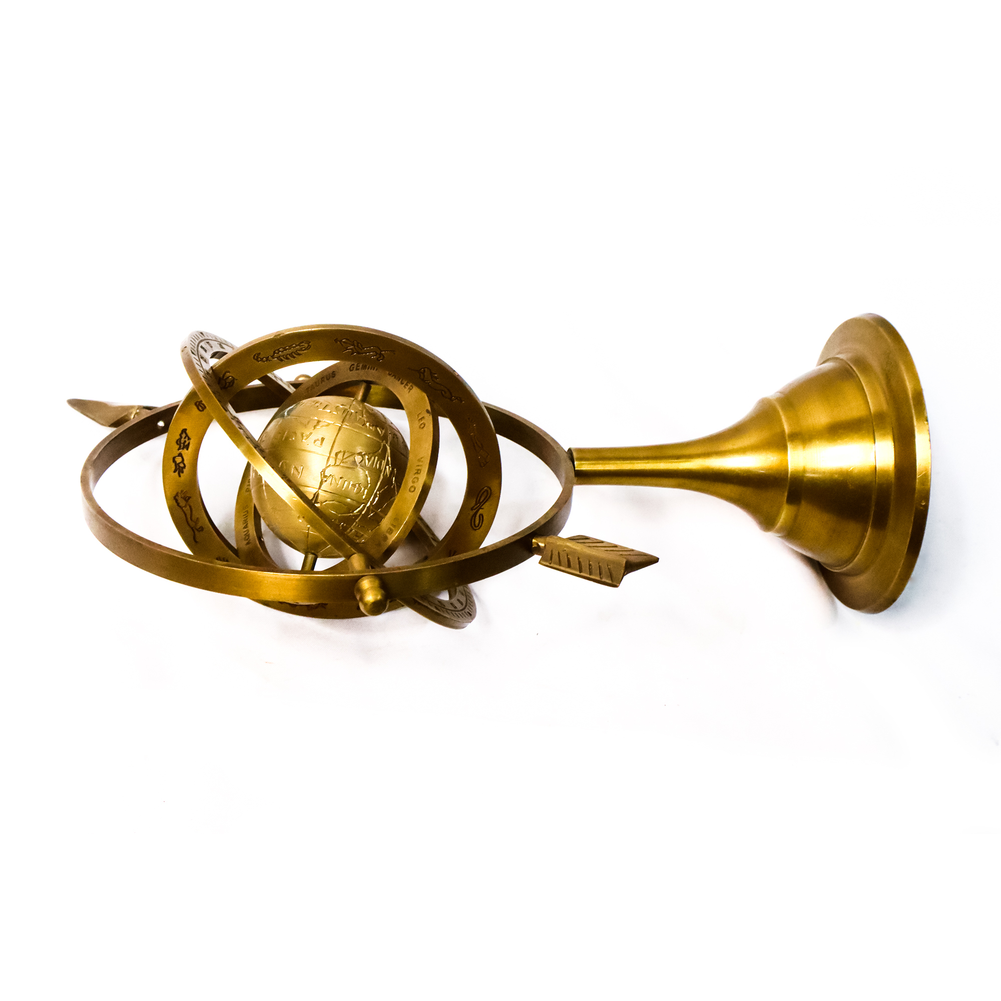 Gold Vintage Antique Brass Armillary Sphere World Globe With Arrow Nautical Brass Armillary With Stand