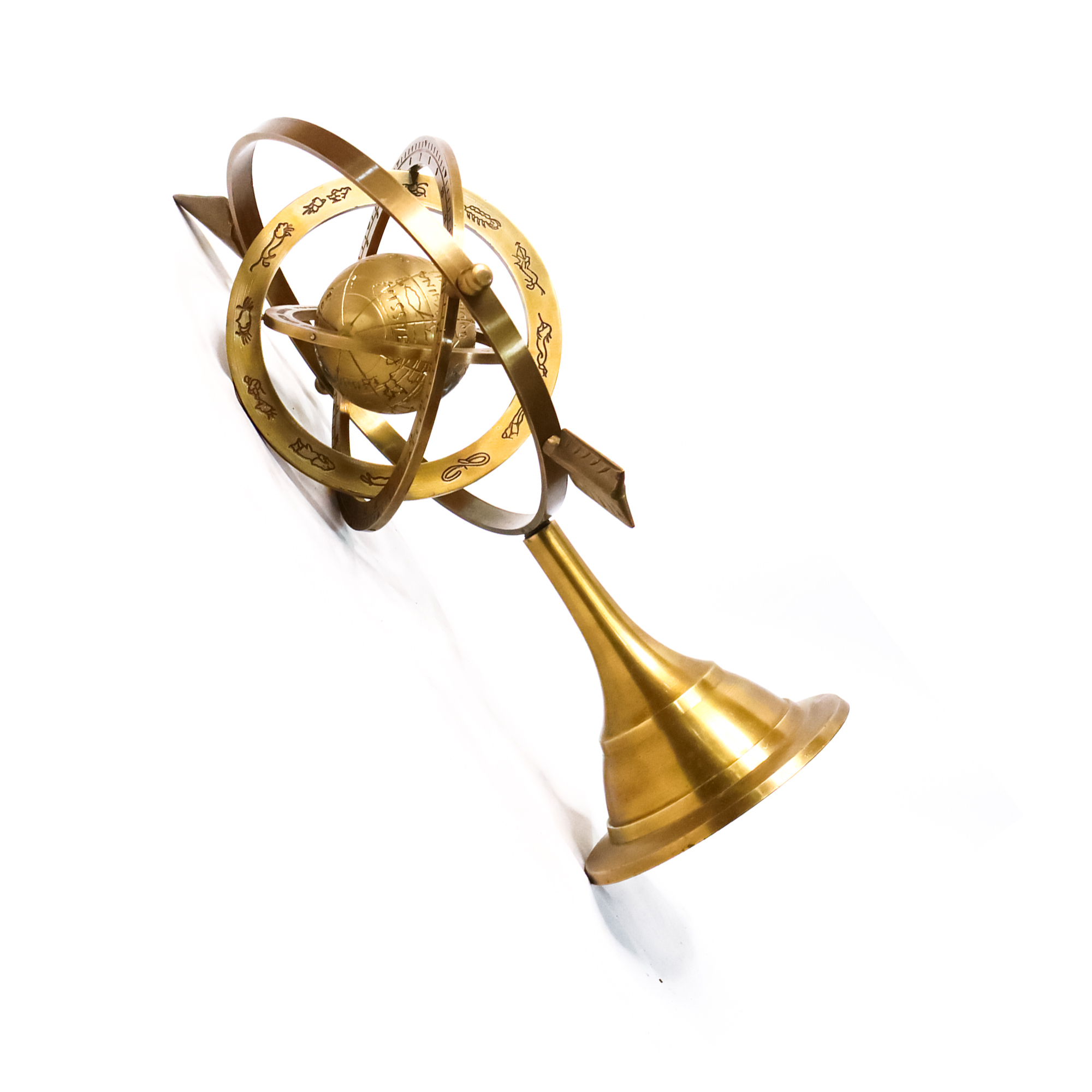 Gold Vintage Antique Brass Armillary Sphere World Globe With Arrow Nautical Brass Armillary With Stand
