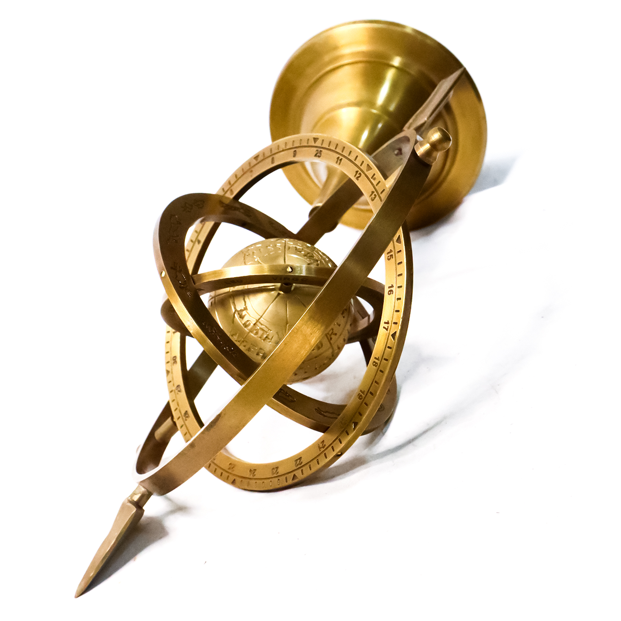 Gold Vintage Antique Brass Armillary Sphere World Globe With Arrow Nautical Brass Armillary With Stand