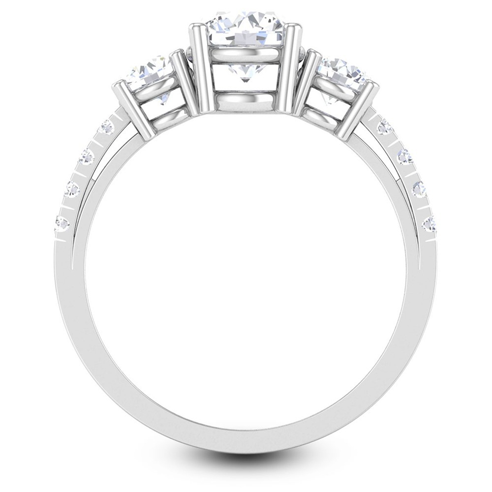 Round Shape Three Stone Diamond Ring - 1.5 Ct Lab Grown Diamonds, 14k White Gold, Vs1/2 Clarity, Excellent Cut, Customizable Design