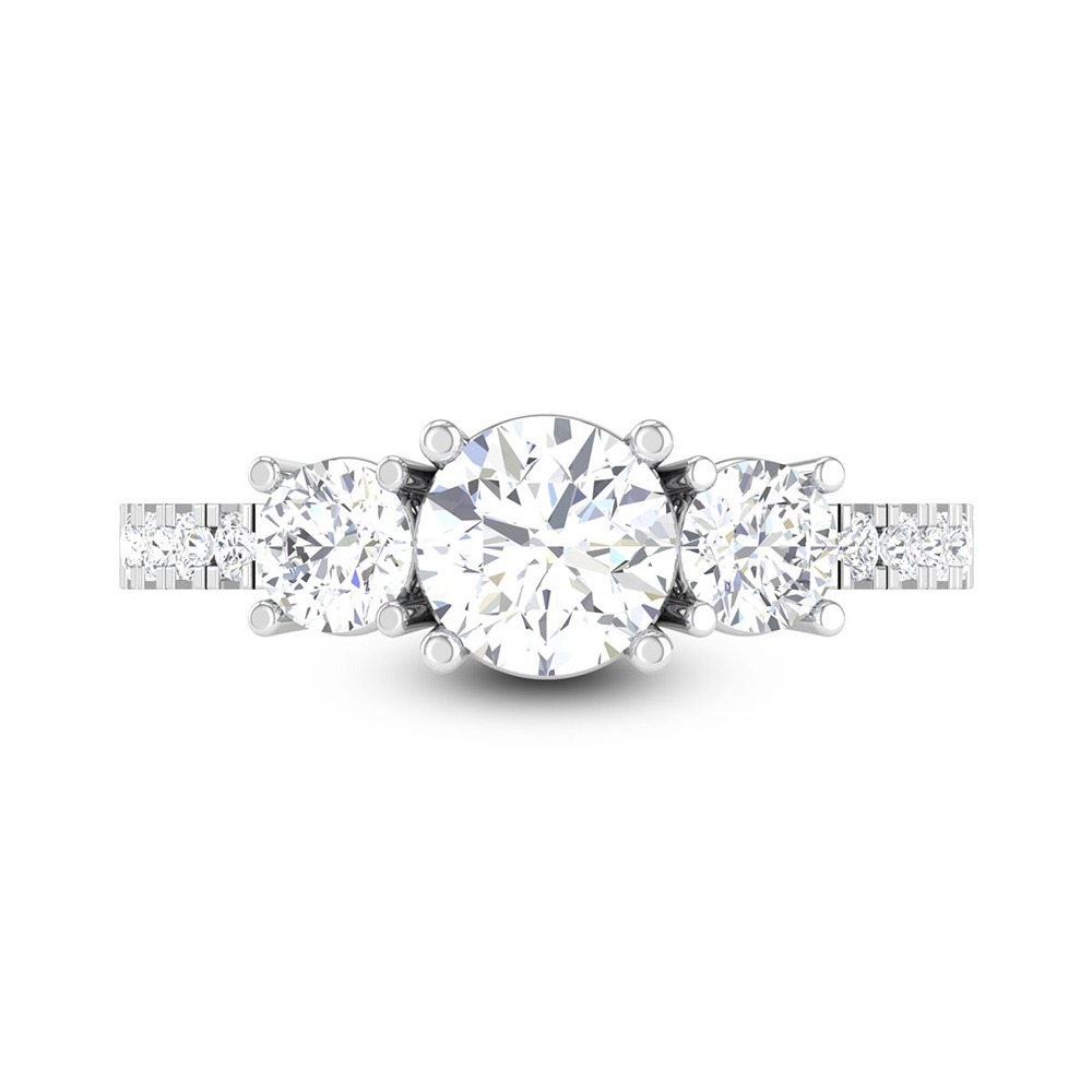 Round Shape Three Stone Diamond Ring - 1.5 Ct Lab Grown Diamonds, 14k White Gold, Vs1/2 Clarity, Excellent Cut, Customizable Design