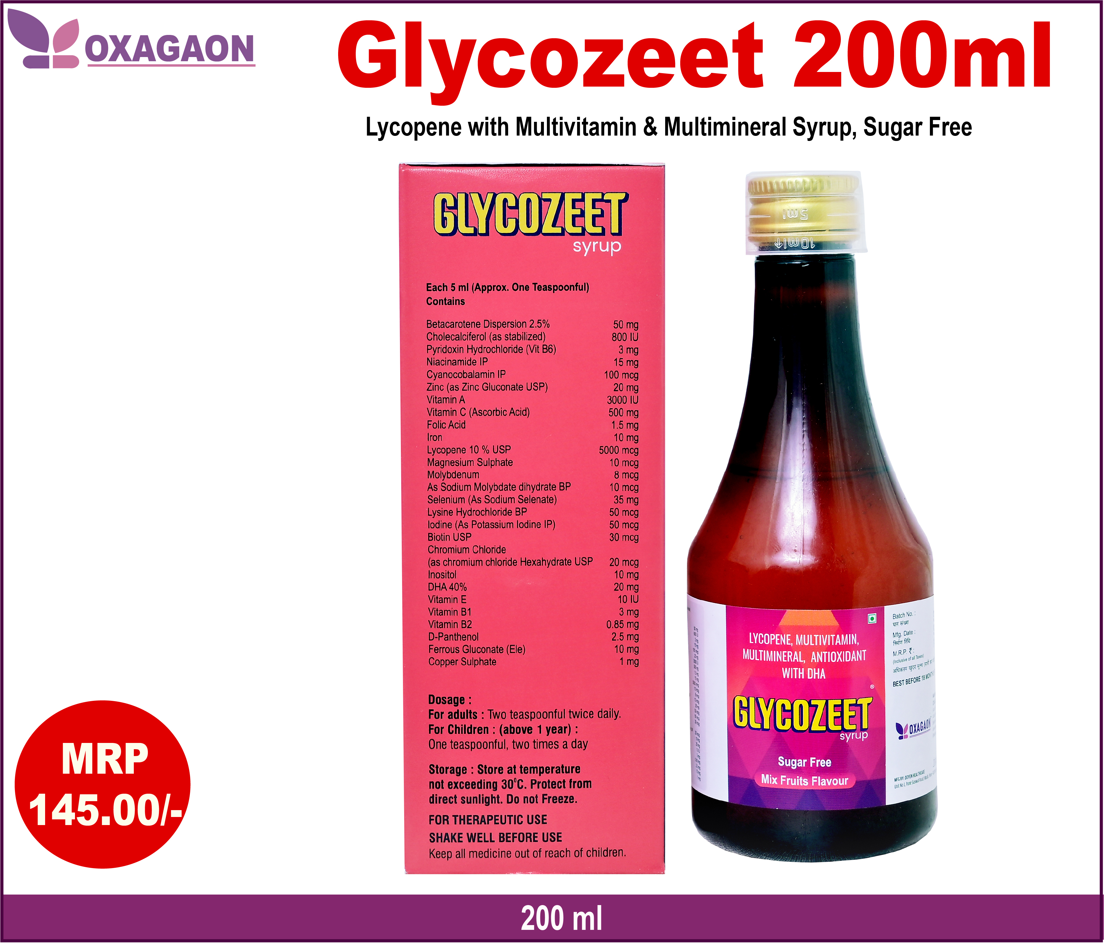 200 Ml Lycopene With Multivitamins And Multimineral Syrup General Medicines