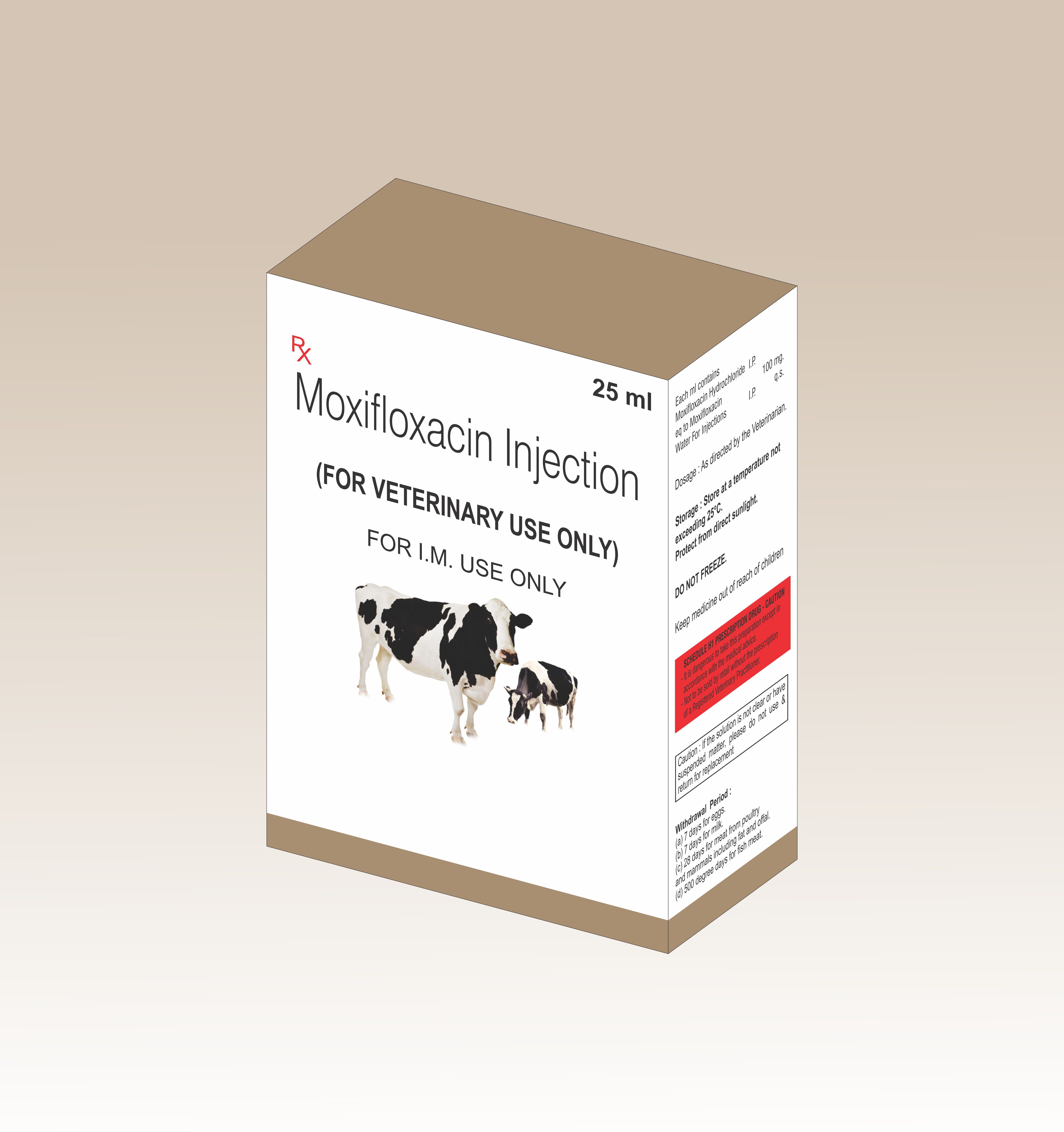 Moxifloxacin Veterinary Injection - 25 Ml Liquid Antibiotic | Effective For Cattle, Poultry, Aquatic Animals, And Pets