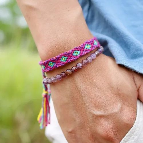 Super Seven Stone Bracelet - 6mm, 8mm, 10mm Round Pink Gemstones | Elegant Accessory For Love, Friendship, And Gift-giving Occasions