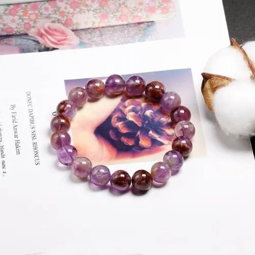 Super Seven Stone Bracelet - 6mm, 8mm, 10mm Round Pink Gemstones | Elegant Accessory For Love, Friendship, And Gift-giving Occasions
