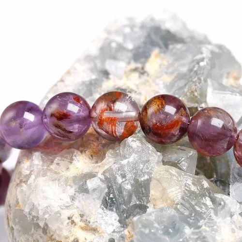 Super Seven Stone Bracelet - 6mm, 8mm, 10mm Round Pink Gemstones | Elegant Accessory For Love, Friendship, And Gift-giving Occasions