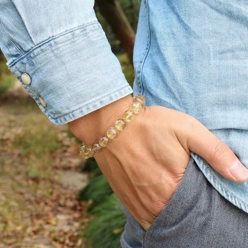 Golden Rutile Stone Bracelet - 20 Grams, 6mm, 8mm, 10mm Sizes, Golden Color, Round Gemstone For Love, Friendship, And Gift Occasions