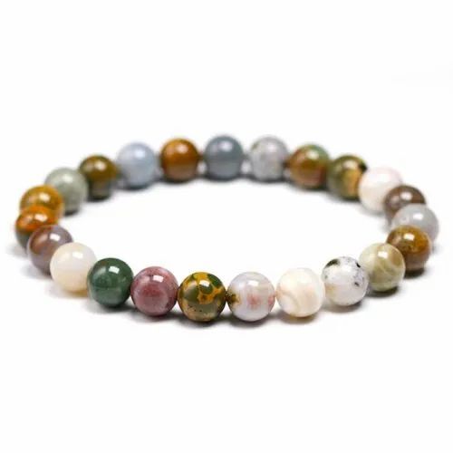 Ocean Jasper Stone Bracelet - Round Multicolored Gemstones 6mm 8mm 10mm | Ideal For Love Friendship And Gifting Occasions 20 Grams
