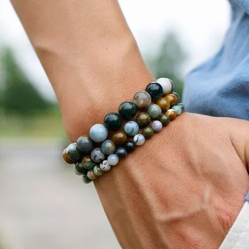 Ocean Jasper Stone Bracelet - Round Multicolored Gemstones 6mm 8mm 10mm | Ideal For Love Friendship And Gifting Occasions 20 Grams