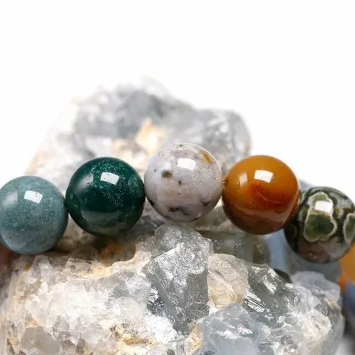 Ocean Jasper Stone Bracelet - Round Multicolored Gemstones 6mm 8mm 10mm | Ideal For Love Friendship And Gifting Occasions 20 Grams