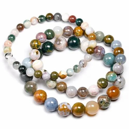 Ocean Jasper Stone Bracelet - Round Multicolored Gemstones 6mm 8mm 10mm | Ideal For Love Friendship And Gifting Occasions 20 Grams