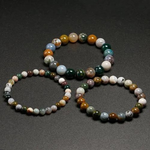 Ocean Jasper Stone Bracelet - Round Multicolored Gemstones 6mm 8mm 10mm | Ideal For Love Friendship And Gifting Occasions 20 Grams