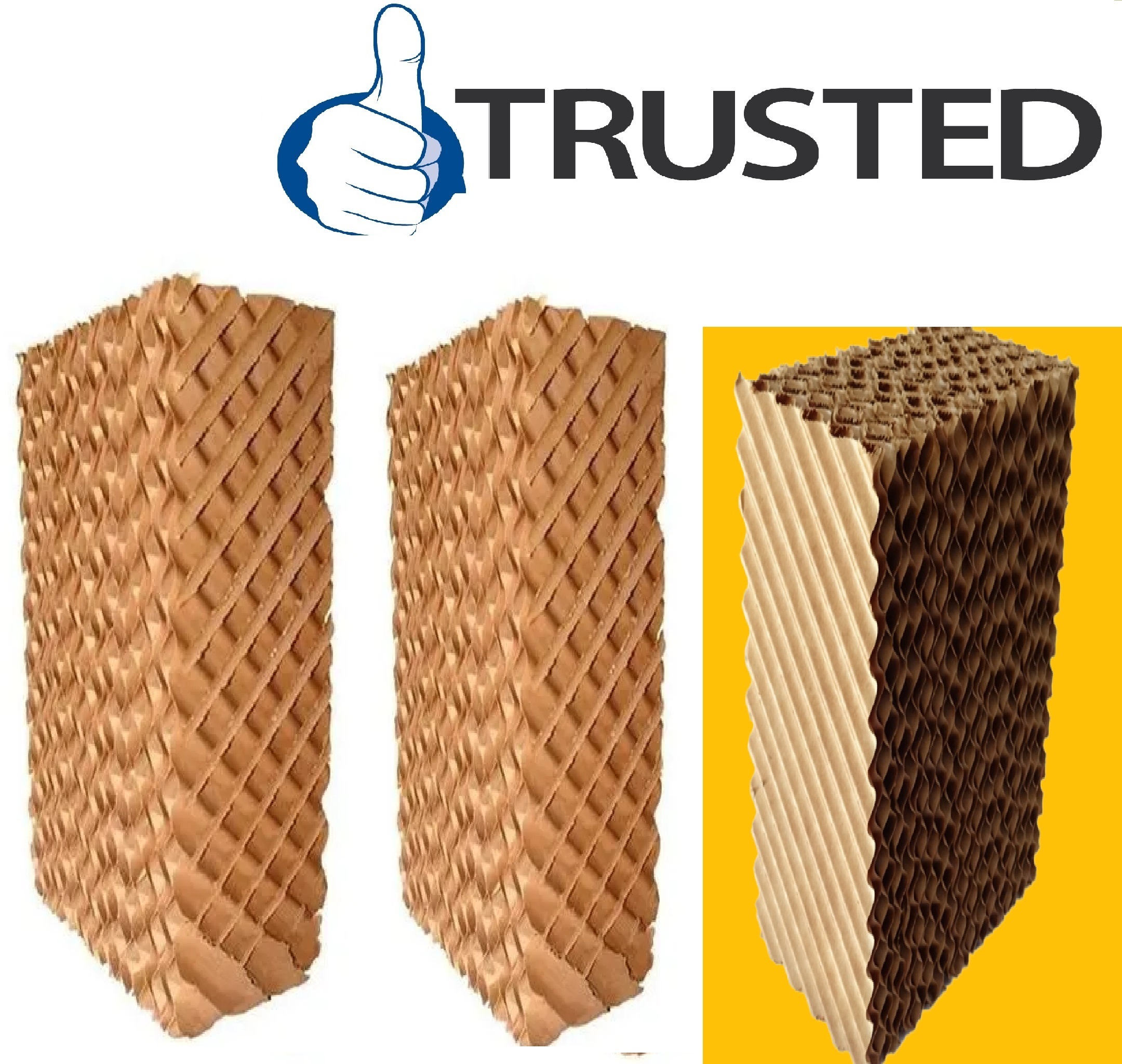 Evaporative Cooling Pad Size 900mmx600mmx300mm - Dimensions: 900mm X 600mm X 300mm, Brown & Green Brown Color, Ideal For Industrial And Commercial Applications