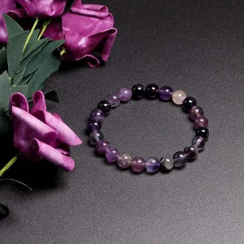 Purple Fluorite Stone Bracelet - Material: Gemstone