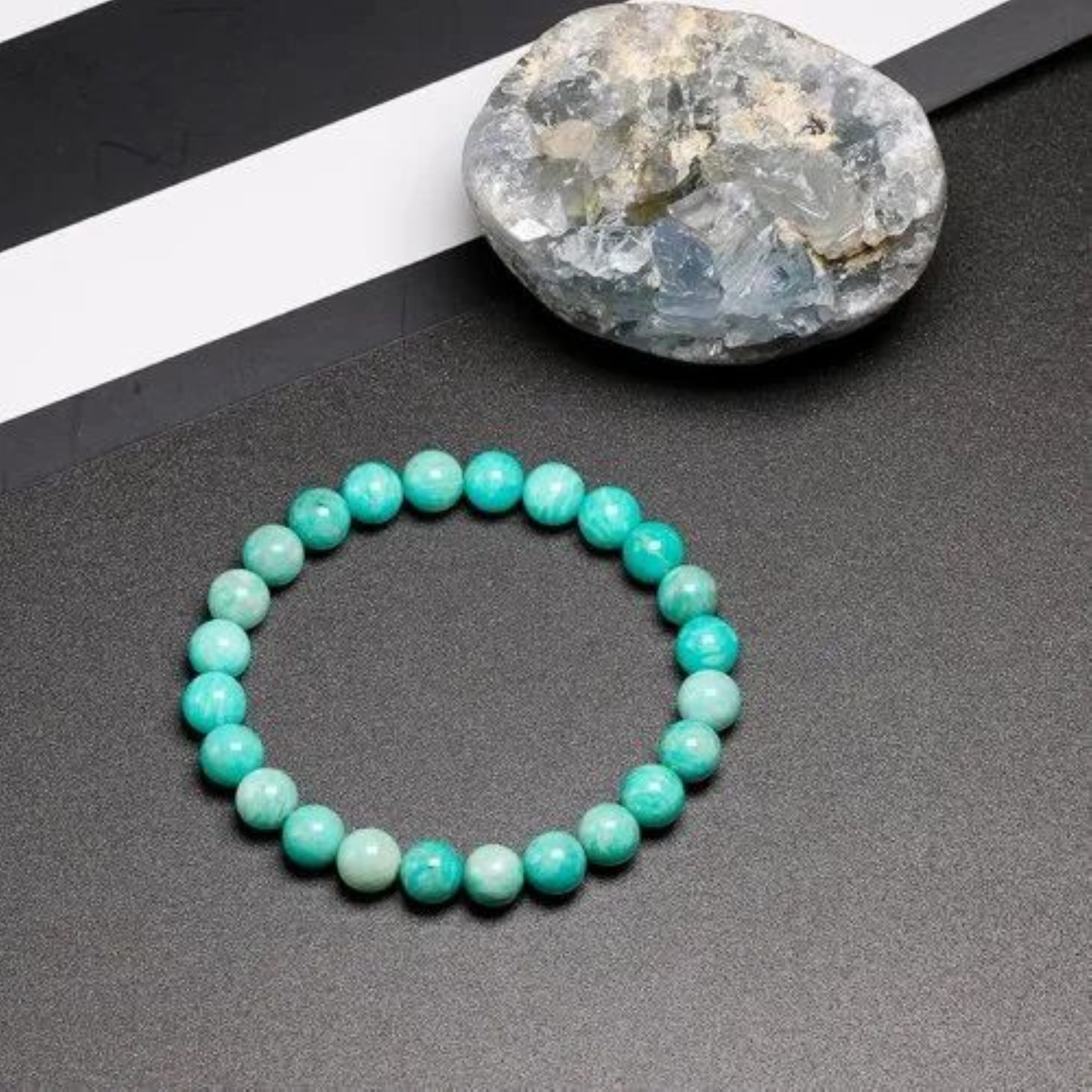 Amazonite Gemstone Bracelet - Round Shape, 6mm, 8mm, 10mm Sizes | Blue-green Color, Ideal For Love & Friendship Occasions