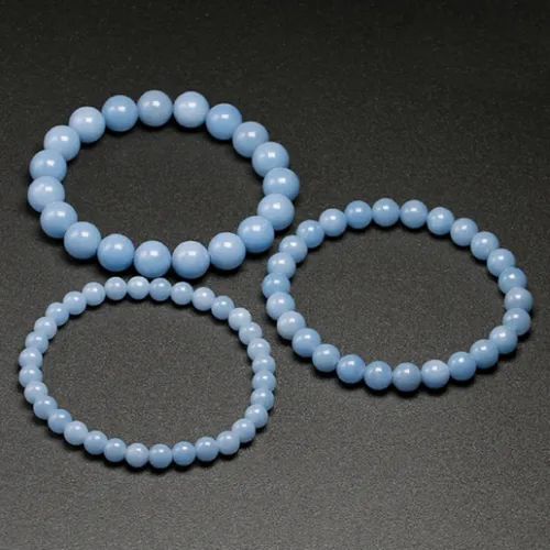 Angelite Stone Bracelet - Round Gemstone, 20 Grams, Sizes 6mm, 8mm, 10mm | Beautiful Blue, Perfect For Love, Friendship, And Gifting