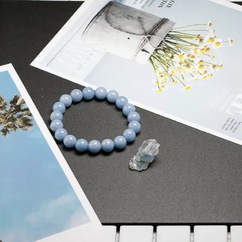 Angelite Stone Bracelet - Round Gemstone, 20 Grams, Sizes 6mm, 8mm, 10mm | Beautiful Blue, Perfect For Love, Friendship, And Gifting