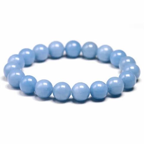 Angelite Stone Bracelet - Round Gemstone, 20 Grams, Sizes 6mm, 8mm, 10mm | Beautiful Blue, Perfect For Love, Friendship, And Gifting