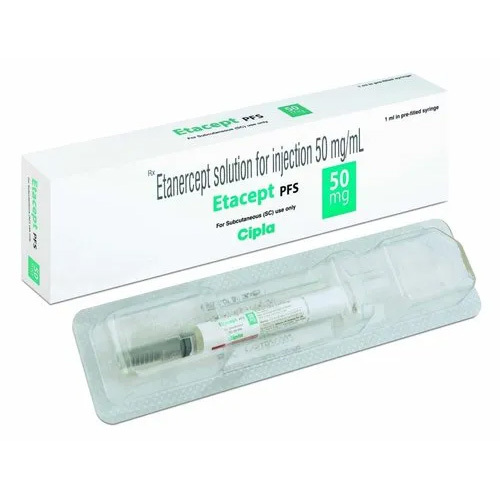Etanercept Injection - 0.5ml Vial, 50mg for Juvenile Idiopathic Arthritis, Rheumatoid Arthritis, Ankylosing Spondylitis | Prescription Only, Cool & Dry Storage