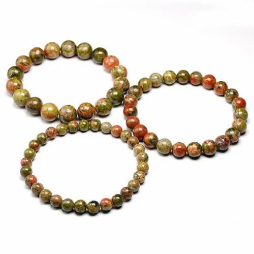 Unakite Stone Bracelet - Round Shape, Available In 6mm, 8mm, 10mm Sizes | Green Gemstone, Ideal For Emotional Balance And Spiritual Growth