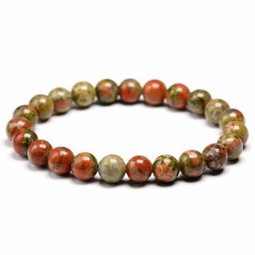 Unakite Stone Bracelet - Round Shape, Available In 6mm, 8mm, 10mm Sizes | Green Gemstone, Ideal For Emotional Balance And Spiritual Growth