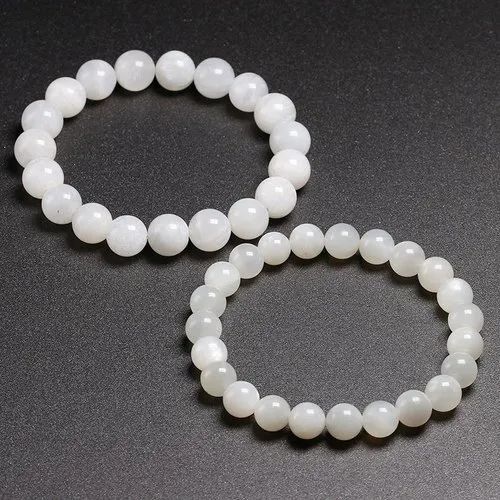 Rainbow Moonstone Gemstone Bracelet - 6mm, 8mm, 10mm Sizes | White Round Stones, Ideal For Love, Friendship, And Thoughtful Gifts, Weighs 20 Grams