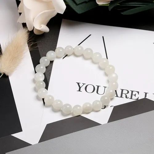 Rainbow Moonstone Gemstone Bracelet - 6mm, 8mm, 10mm Sizes | White Round Stones, Ideal For Love, Friendship, And Thoughtful Gifts, Weighs 20 Grams