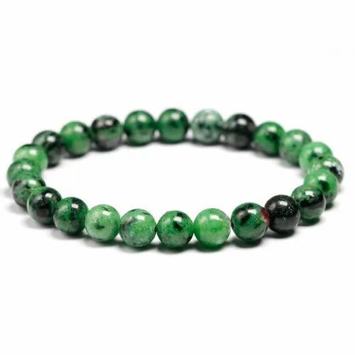 Ruby Zoisite Stone Bracelet - Natural Ruby Zoisite Gemstone, Available In 6mm, 8mm, 10mm Sizes, Vibrant Green And Pink Color, Promotes Positive Energy And Inner Peace