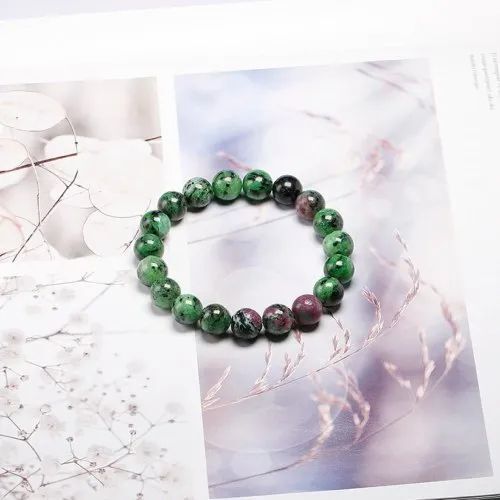 Ruby Zoisite Stone Bracelet - Natural Ruby Zoisite Gemstone, Available In 6mm, 8mm, 10mm Sizes, Vibrant Green And Pink Color, Promotes Positive Energy And Inner Peace