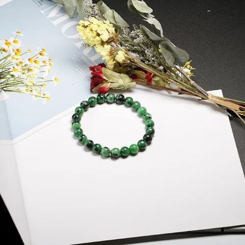 Ruby Zoisite Stone Bracelet - Natural Ruby Zoisite Gemstone, Available In 6mm, 8mm, 10mm Sizes, Vibrant Green And Pink Color, Promotes Positive Energy And Inner Peace