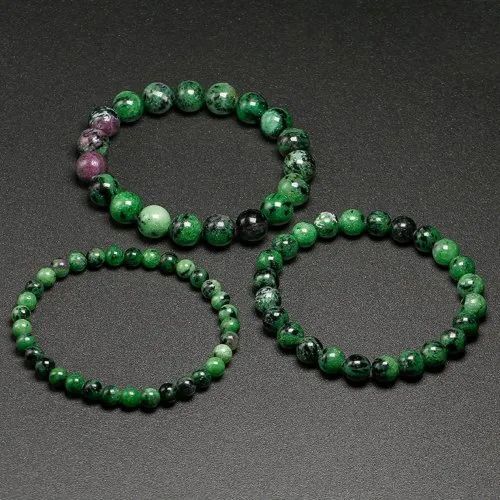 Ruby Zoisite Stone Bracelet - Natural Ruby Zoisite Gemstone, Available In 6mm, 8mm, 10mm Sizes, Vibrant Green And Pink Color, Promotes Positive Energy And Inner Peace