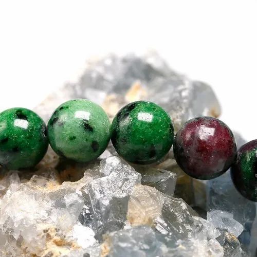 Ruby Zoisite Stone Bracelet - Natural Ruby Zoisite Gemstone, Available In 6mm, 8mm, 10mm Sizes, Vibrant Green And Pink Color, Promotes Positive Energy And Inner Peace