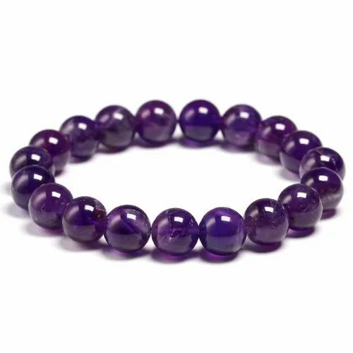 Amethyst Stone Bracelet - Gemstone, Sizes: 6mm, 8mm, & 10mm, Color: Deep Purple, Weight: 20g | Suitable For Love, Friendship, & Gifting