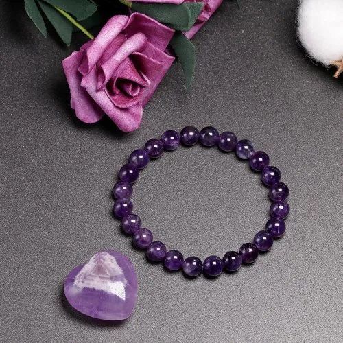 Amethyst Stone Bracelet - Gemstone, Sizes: 6mm, 8mm, & 10mm, Color: Deep Purple, Weight: 20g | Suitable For Love, Friendship, & Gifting