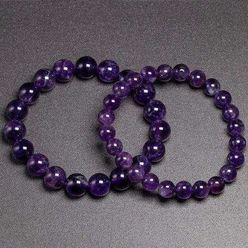 Amethyst Stone Bracelet - Gemstone, Sizes: 6mm, 8mm, & 10mm, Color: Deep Purple, Weight: 20g | Suitable For Love, Friendship, & Gifting