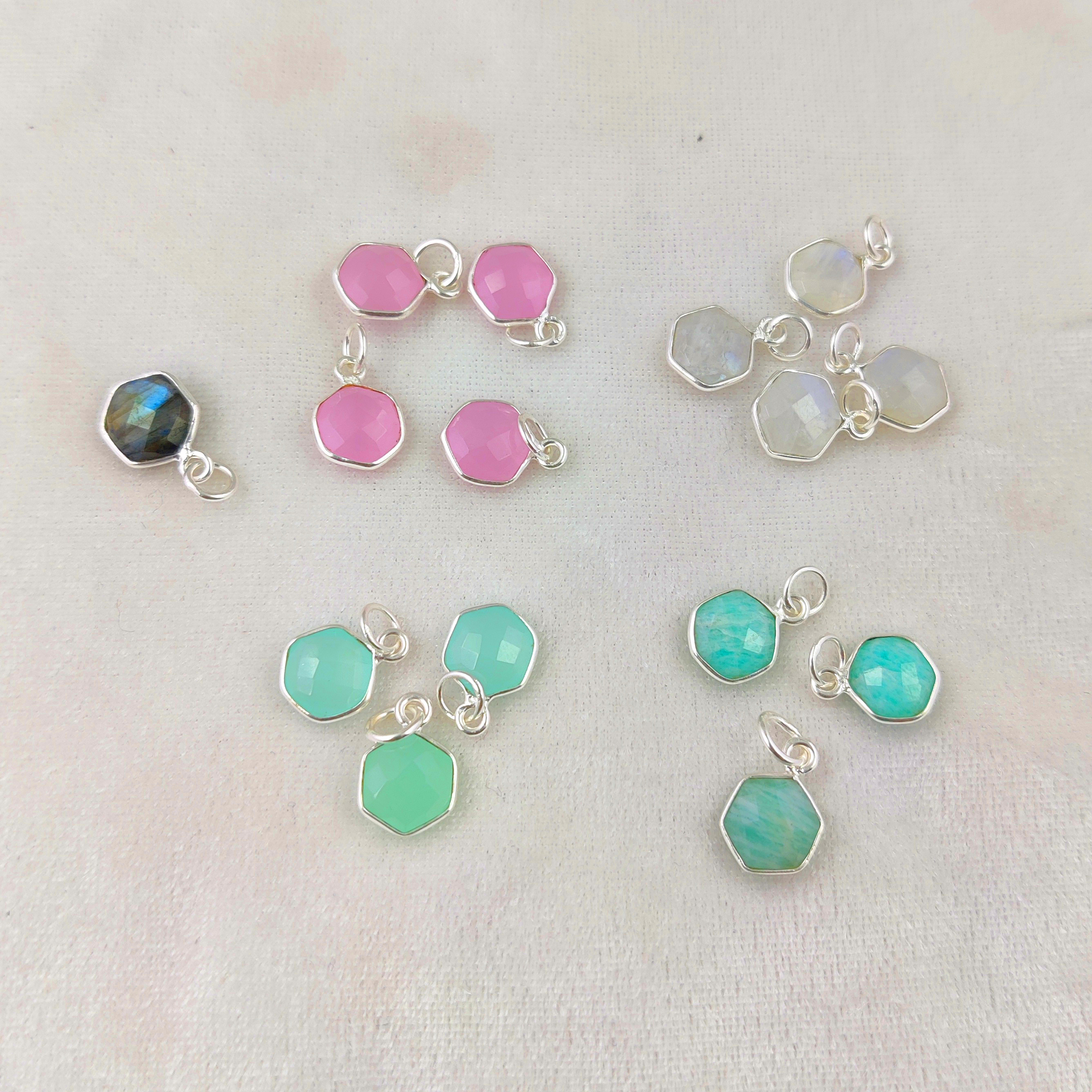 Hexagon Shape Gemstone Size 8mm 925 Silver Bezel Set Pendant
