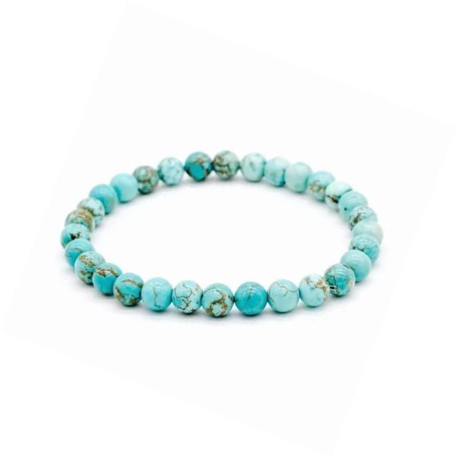 Turquoise Stone Bracelet - Round Gemstone, Size 6mm, 8mm, 10mm, Color Blue, Weight 20 Grams | Wholesaler & Supplier Of Quality Accessories