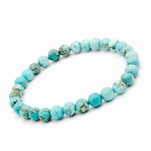 Turquoise Stone Bracelet - Round Gemstone, Size 6mm, 8mm, 10mm, Color Blue, Weight 20 Grams | Wholesaler & Supplier Of Quality Accessories