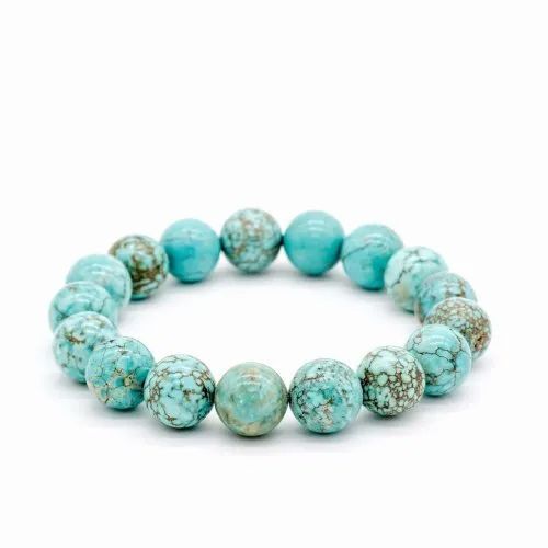 Turquoise Stone Bracelet - Round Gemstone, Size 6mm, 8mm, 10mm, Color Blue, Weight 20 Grams | Wholesaler & Supplier Of Quality Accessories