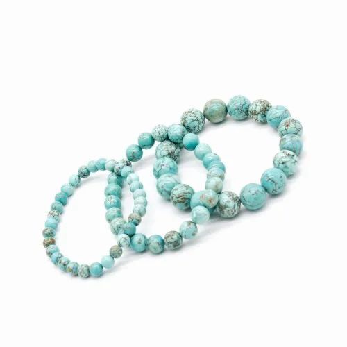 Turquoise Stone Bracelet - Round Gemstone, Size 6mm, 8mm, 10mm, Color Blue, Weight 20 Grams | Wholesaler & Supplier Of Quality Accessories