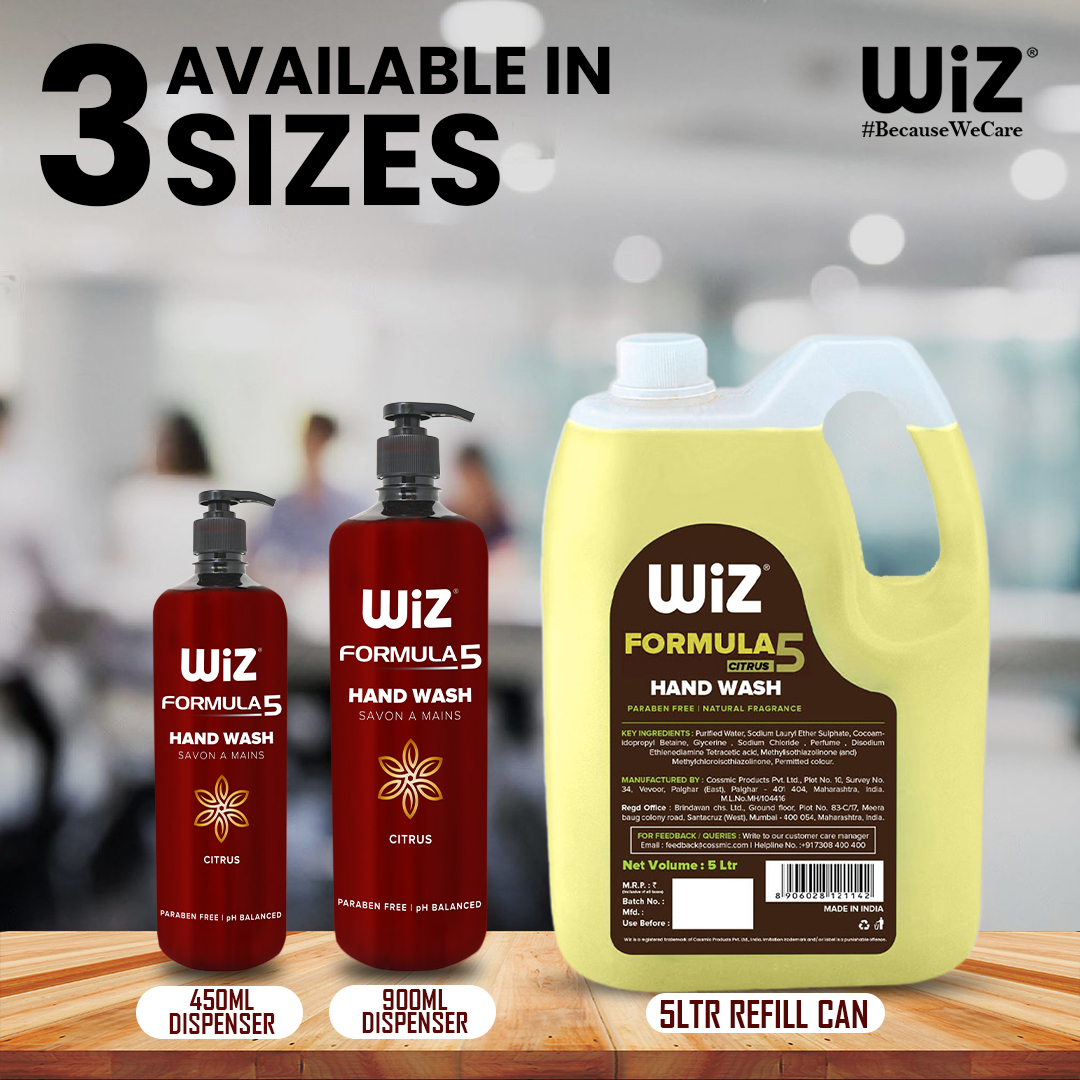 Paraben Free Wiz Formula 5 Hand Wash 900ml