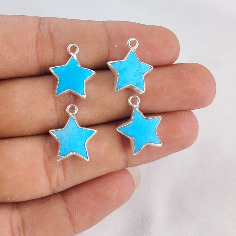 Star Shape Gemstone Size 10mm Silver Electroplated Pendant