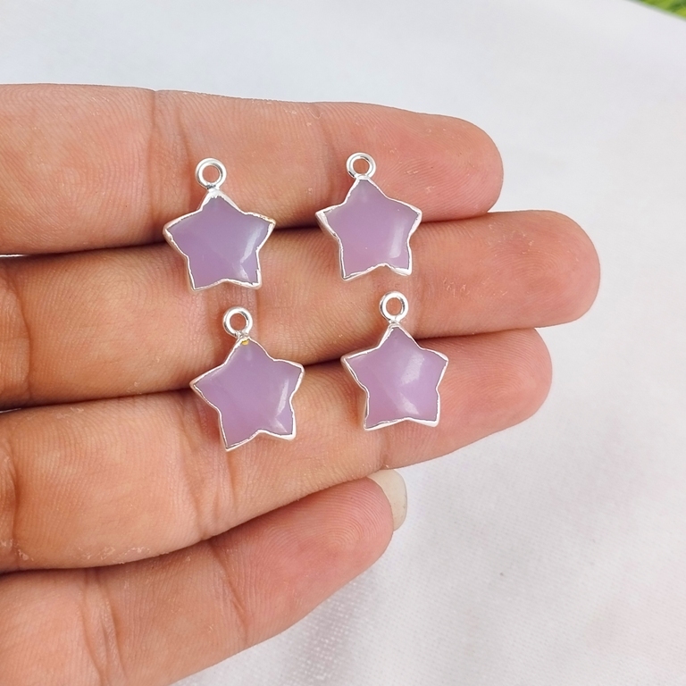 Star Shape Gemstone Size 10mm Silver Electroplated Pendant