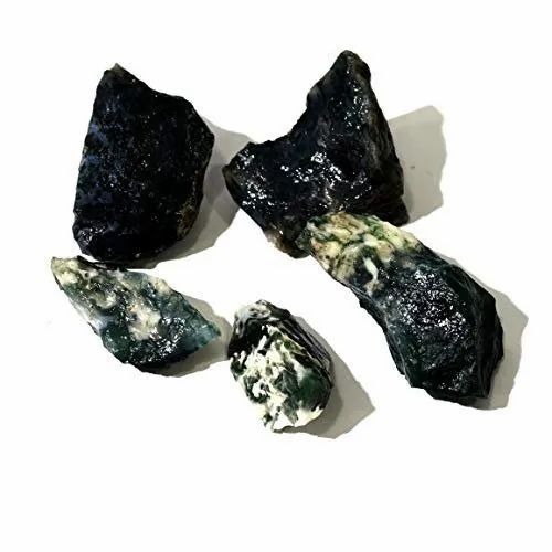 Moss Agate Rough Stones - Color: Greenish Black